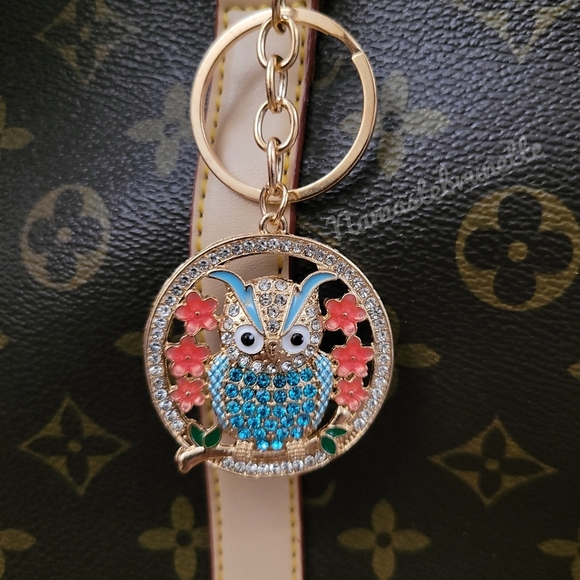 2/$20 Boho Owl Crystal Rhinestone Keychain Bag Charm - Picture 4 of 11